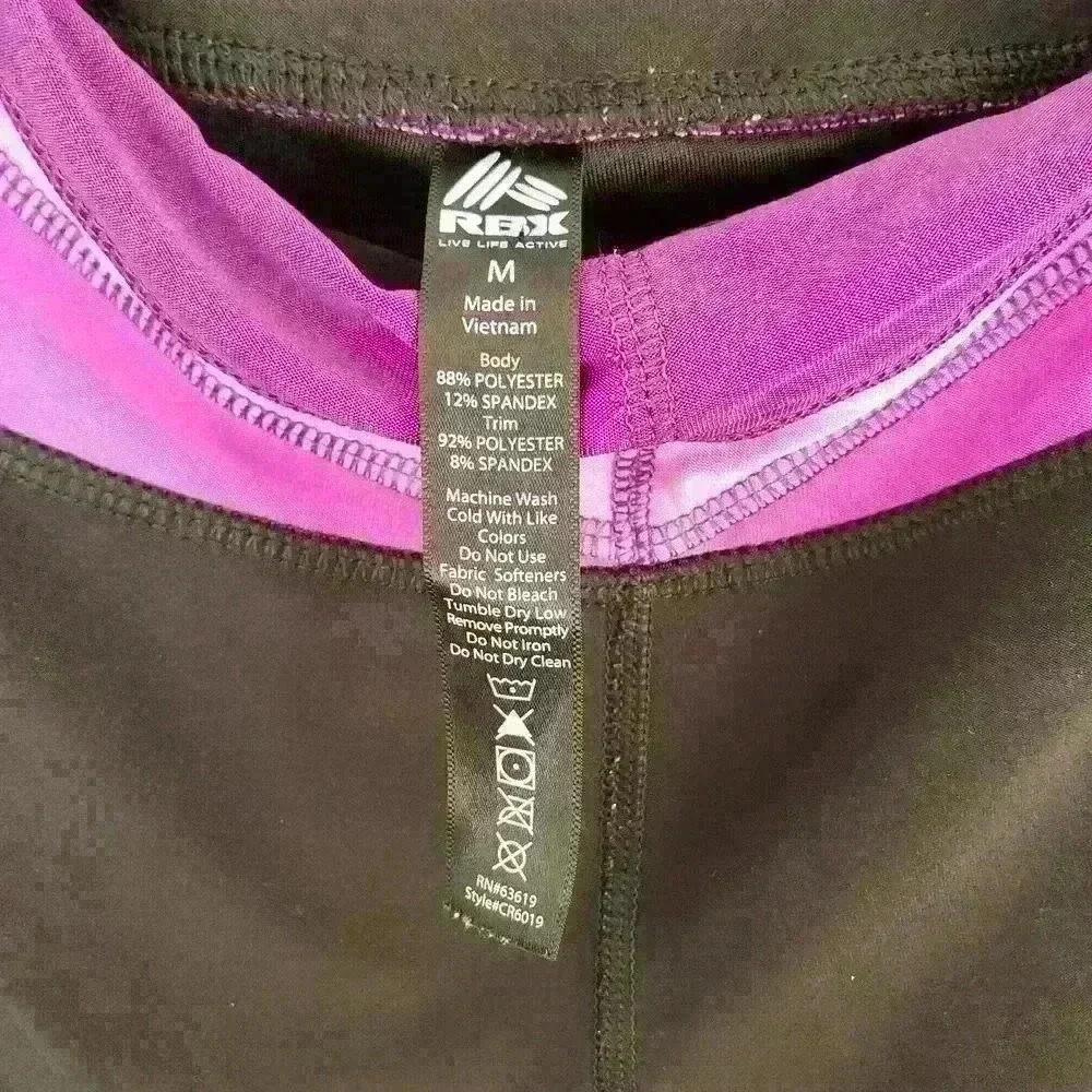 Reebok women's rbx cropped black leggings with purple waistband size medium - Picture 4 of 12